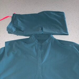 Figs Teal Women's Casual Button Down Shirt